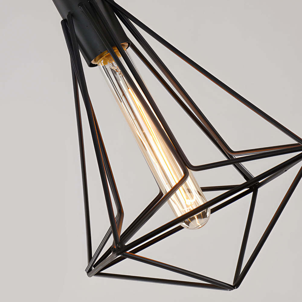 Iron Geometric Lines Black Retro Industrial Chandelier