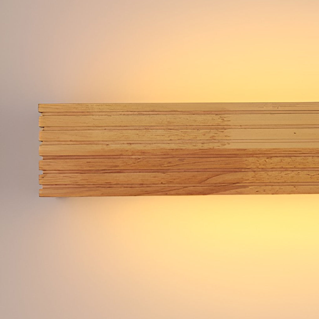 Wood Rectangular Waterproof LED Nordic Wall Sconce Lighting Mirror Light-Lighom