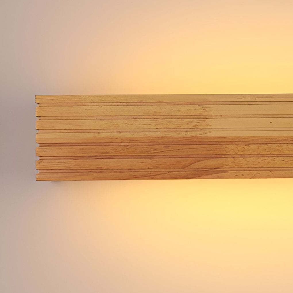Wood Rectangular Waterproof LED Nordic Wall Sconce Lighting Mirror Light-Lighom