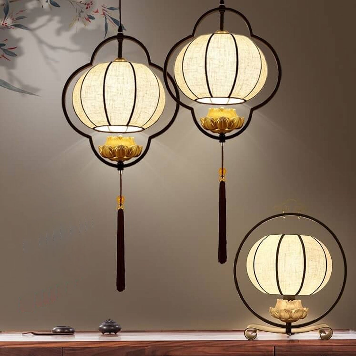 Chinese Retro Luxury Wrought Iron Pendant Light