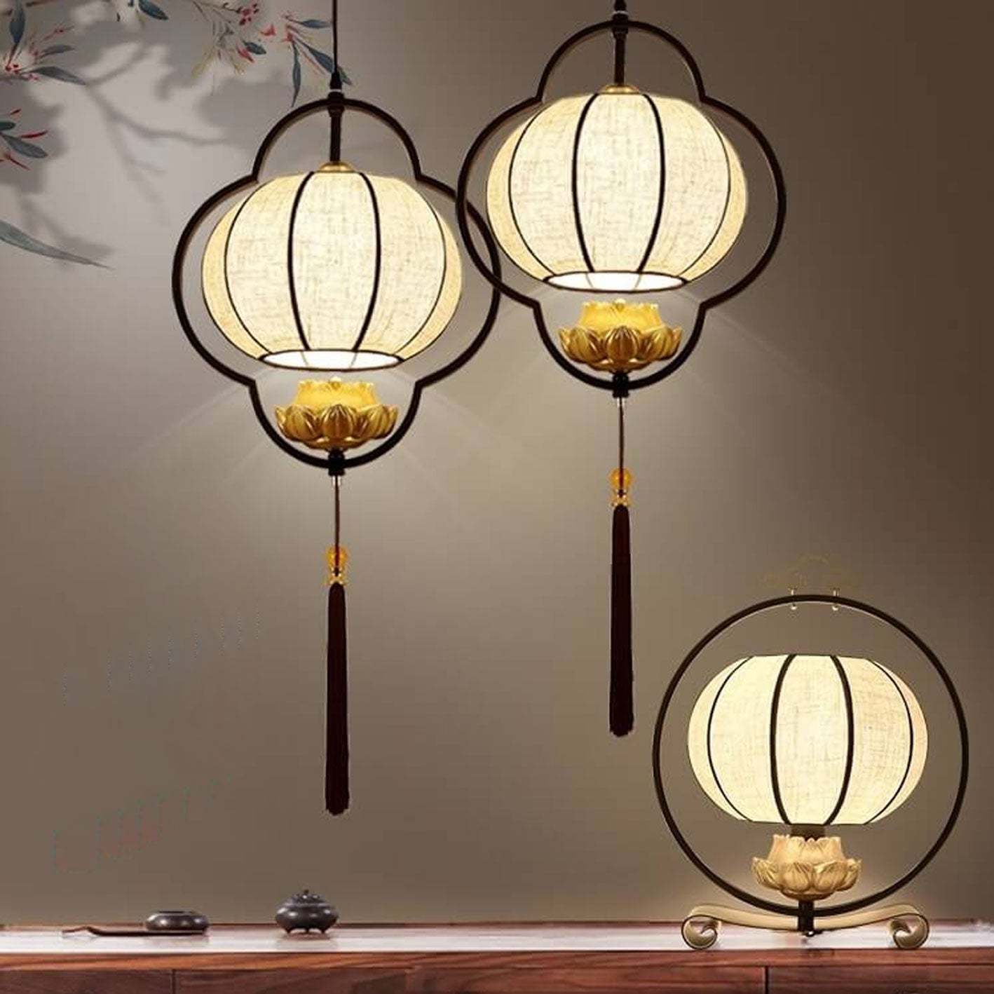 Chinese Retro Luxury Wrought Iron Pendant Light