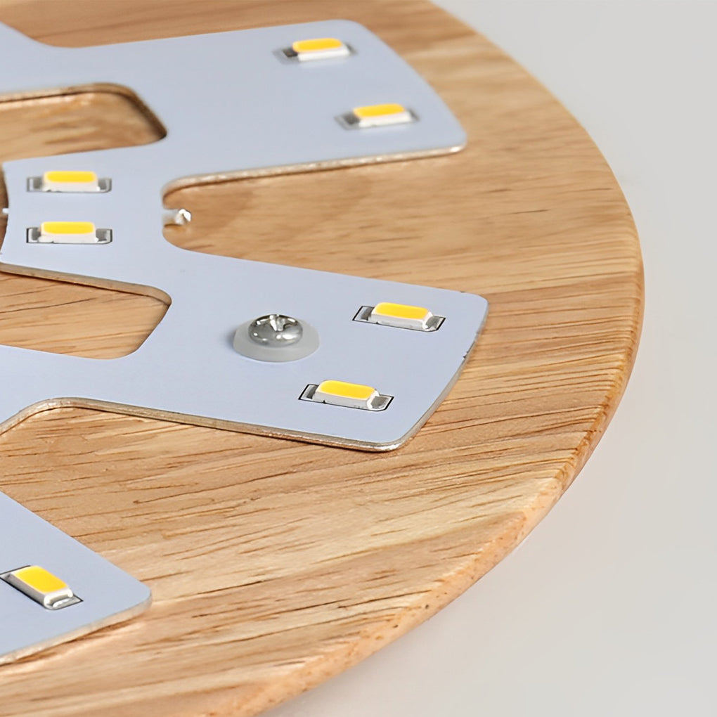 Round Oval Creative LED Wood Nordic Bedside Wall Lamp Wall Sconce Lighting-Lighom