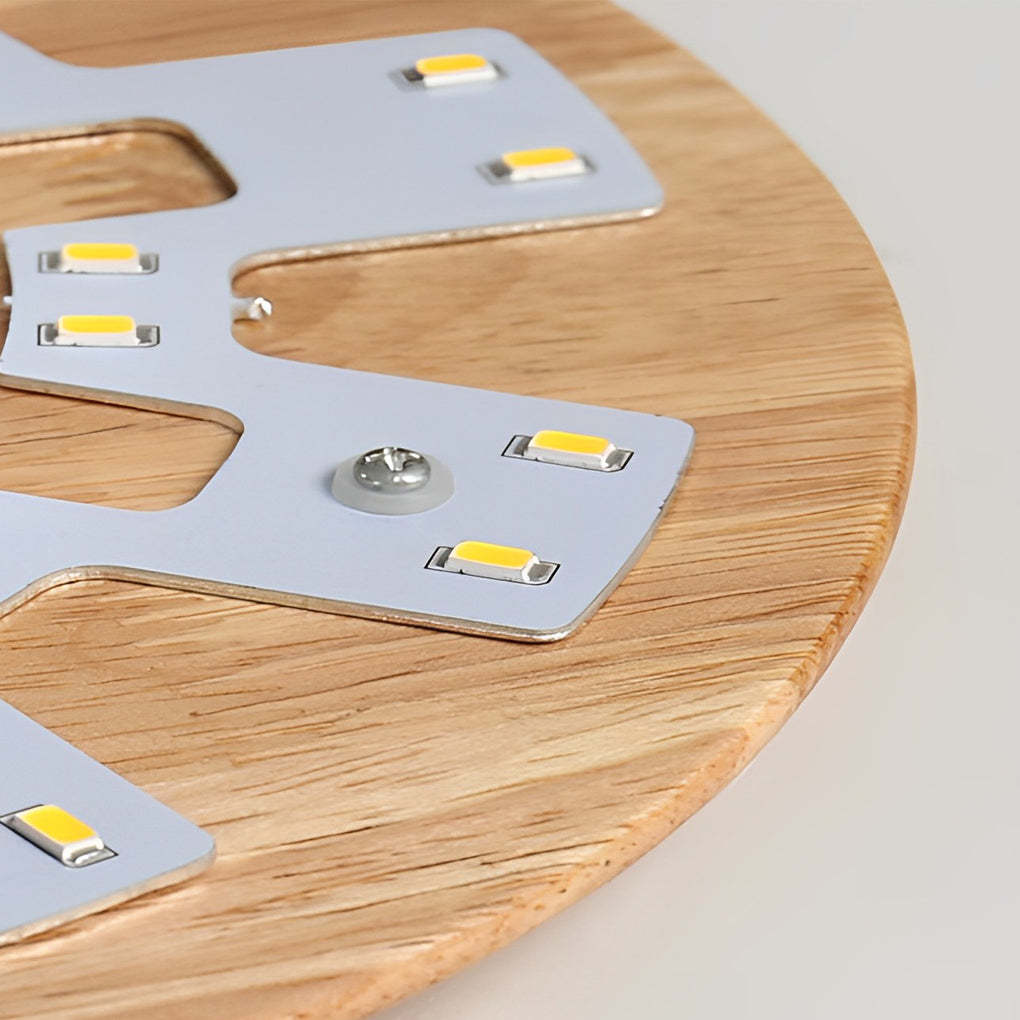 Round Oval Creative LED Wood Nordic Bedside Wall Lamp Wall Sconce Lighting-Lighom