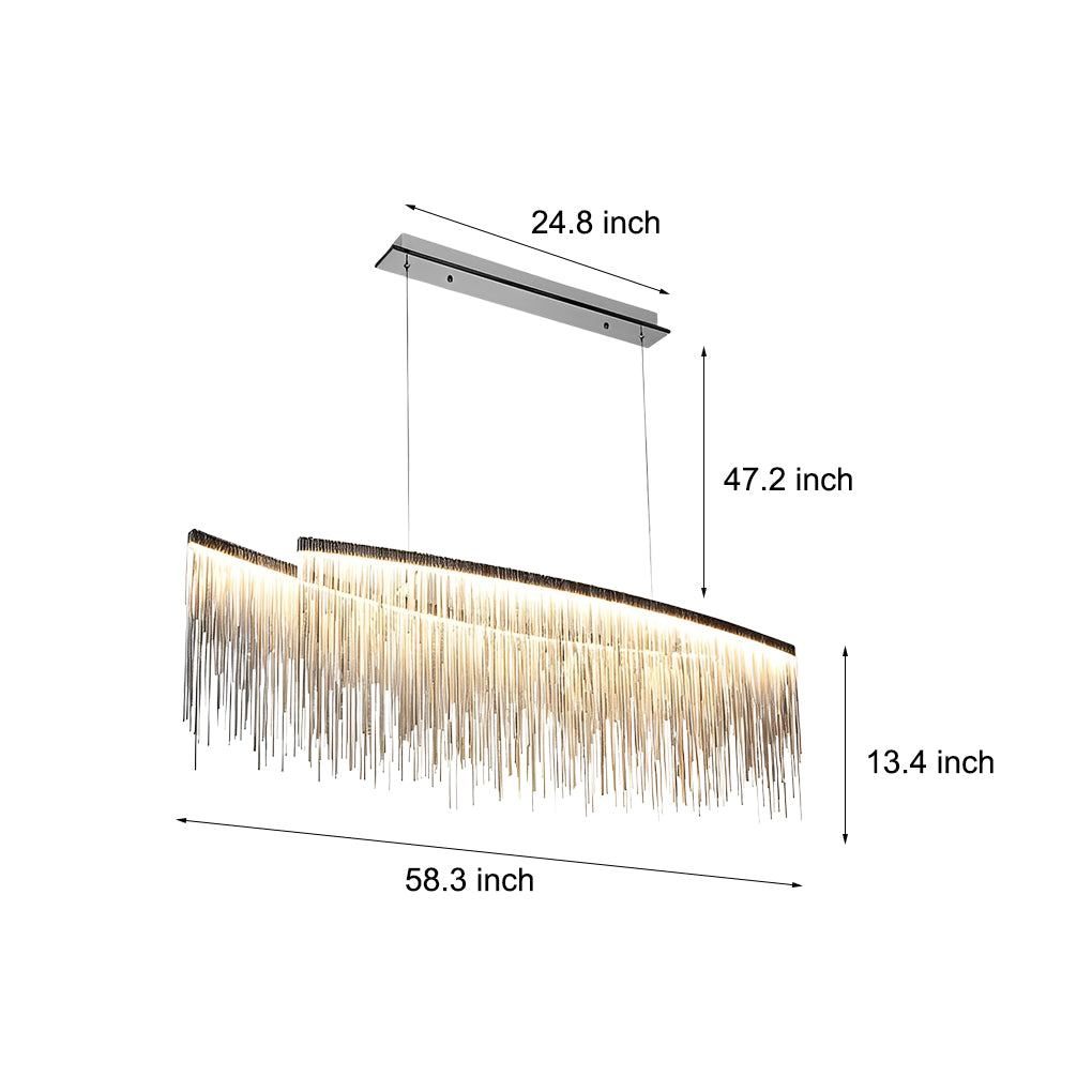 Aluminum Tassel Chain Dimmable Postmodern Dining Chandelier