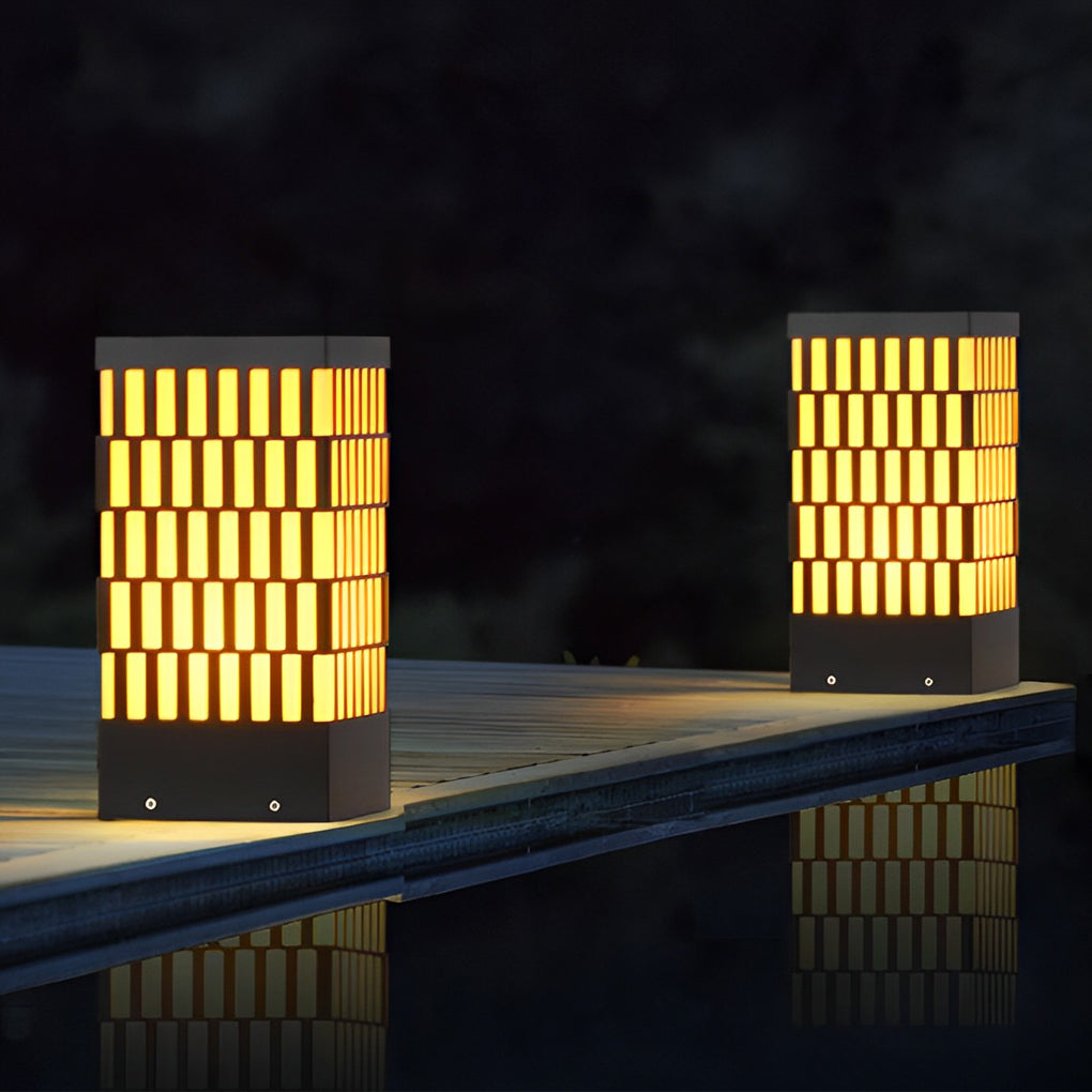 Retro Grid Designed Waterproof LED Black Modern Lawn Lamp Outdoor Lighting-Lighom