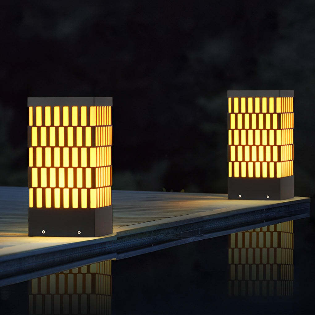 Retro Grid Designed Waterproof LED Black Modern Lawn Lamp Outdoor Lighting-Lighom