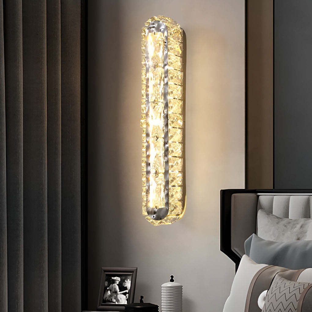Double Strip 3-Step Dimming LED Crystal Modern Wall Sconce