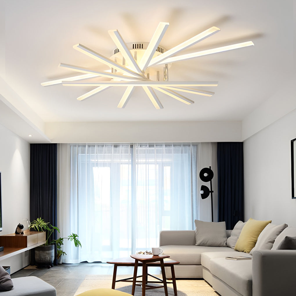 Strip Dimmable LED White Nordic Ceiling Chandelier
