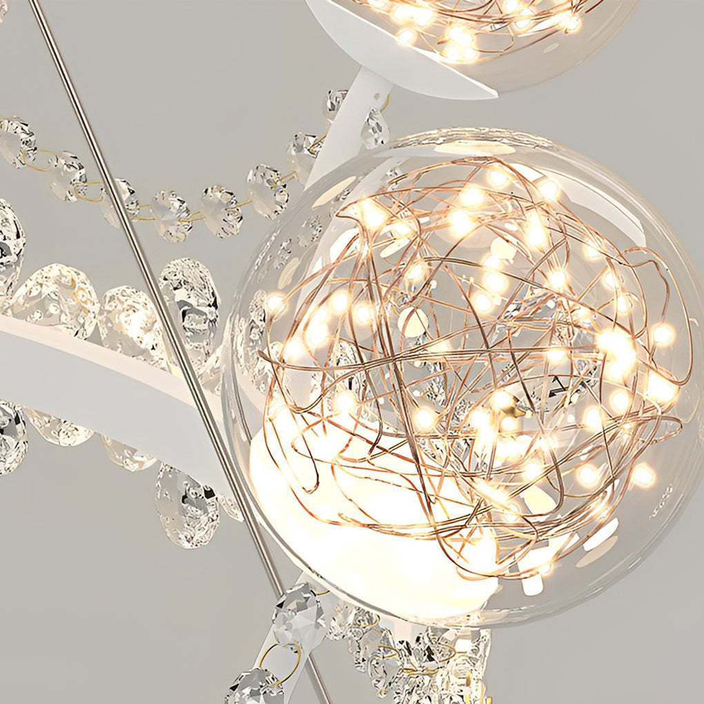 Crystal Glass Flower Crown Dimmable Nordic Chandelier