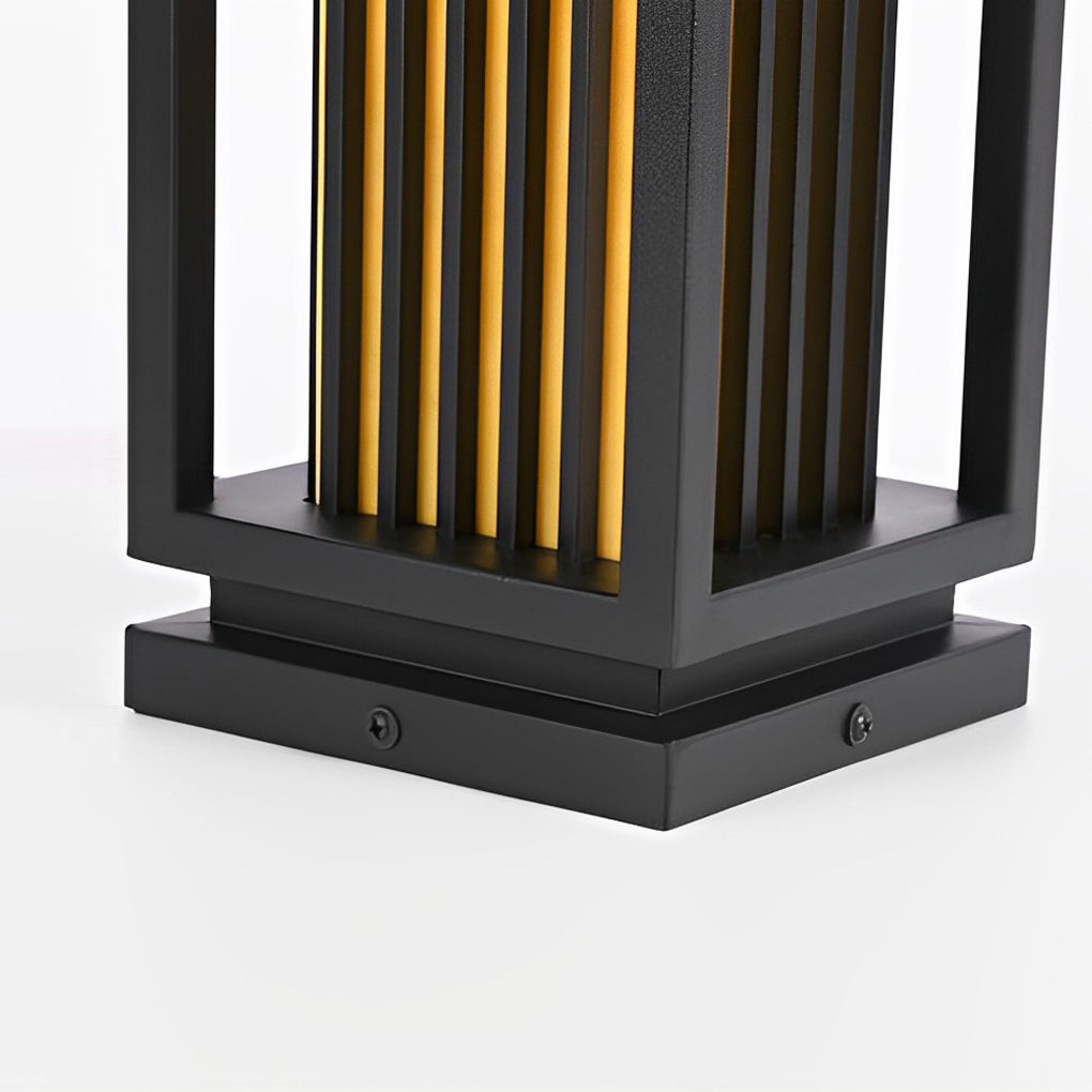 Modern Black LED Cage Pathway Lawn Lamp-Lighom