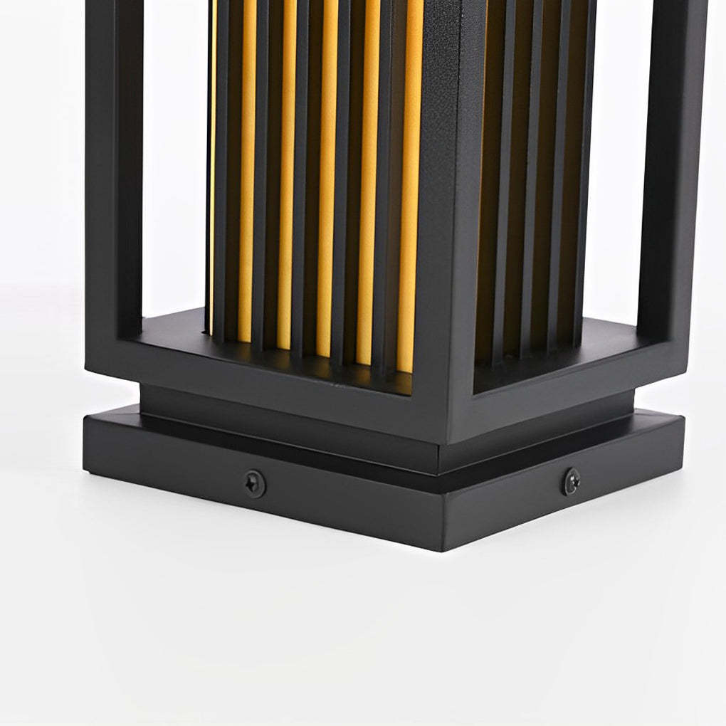 Modern Black LED Cage Pathway Lawn Lamp-Lighom