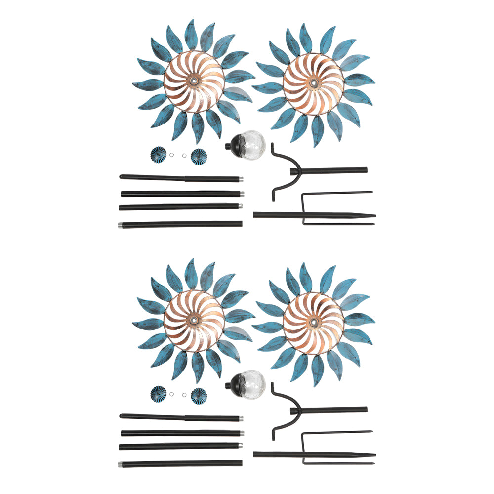 Vintage Iron Wind Spinner Garden Stake Lights - 2-Pack Solar Pathway Decor-Lighom