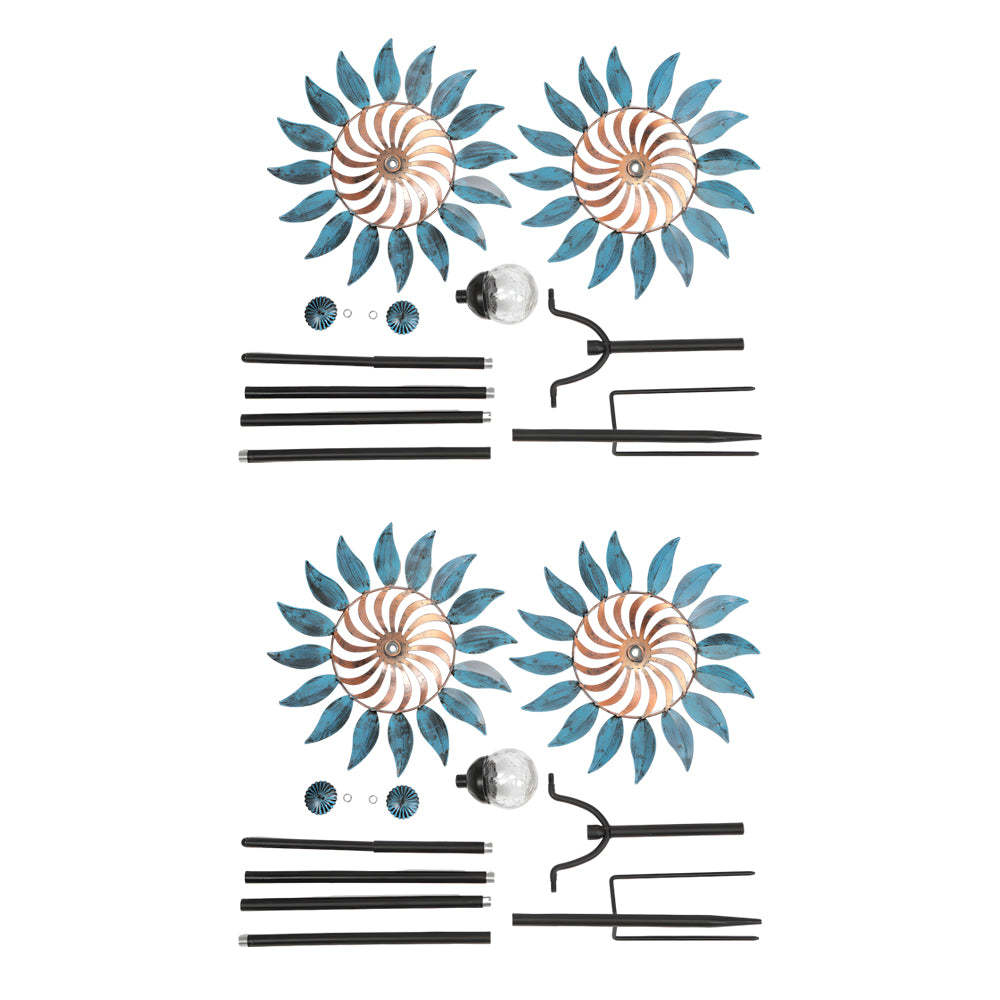 Vintage Iron Wind Spinner Garden Stake Lights - 2-Pack Solar Pathway Decor-Lighom