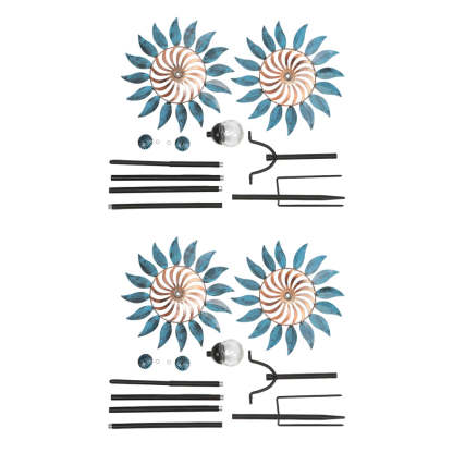 Vintage Iron Wind Spinner Garden Stake Lights - 2-Pack Solar Pathway Decor-Lighom