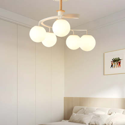 Glass Ball Spiral Metallic Semi-Flush Ceiling Light