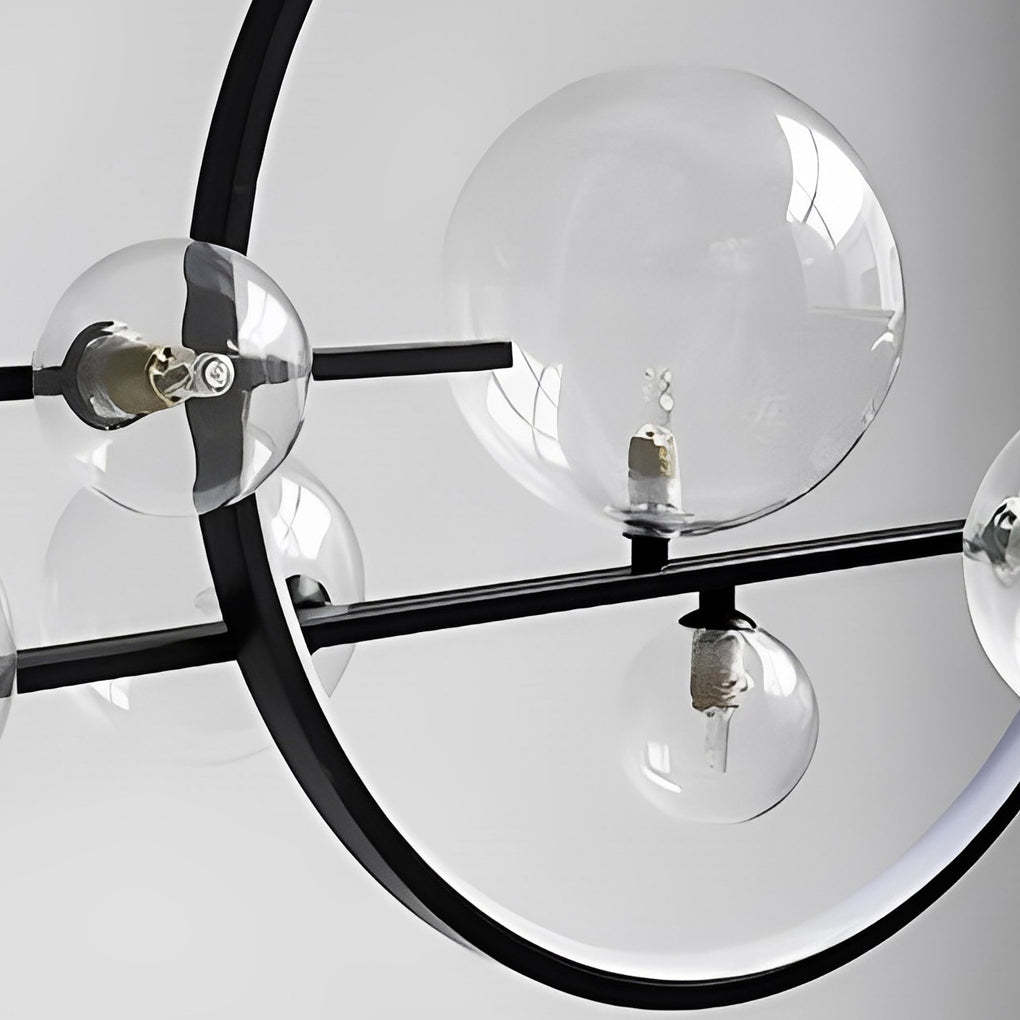 Moon Glass Bubble LED Black Postmodern Dining Chandelier