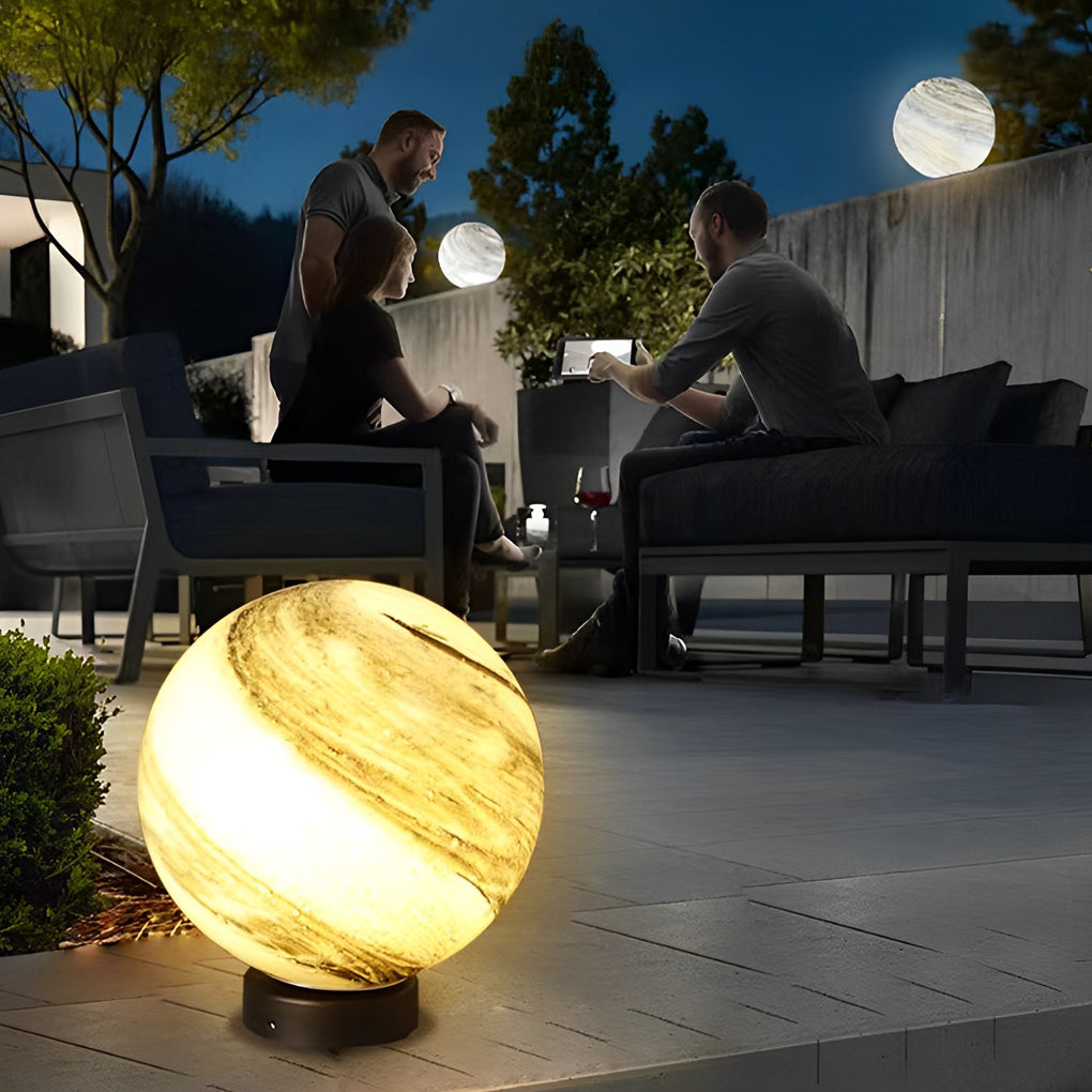 Round Glass Planets Design Waterproof Modern Outdoor Fence Post Lights-Lighom