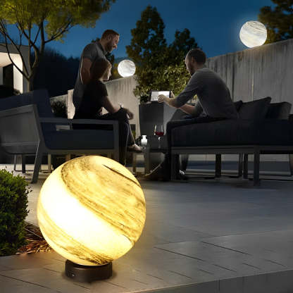 Round Glass Planets Design Waterproof Modern Outdoor Fence Post Lights-Lighom