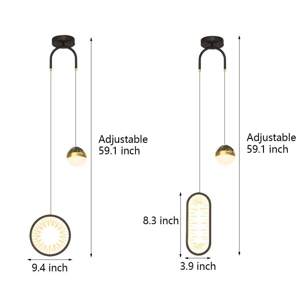 Oval Starry Projection Dimmable Nordic Pendant - Rnd