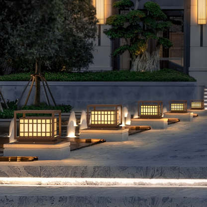 Square LED Waterproof Brown Modern Outdoor Deck Post Lights Pillar Light-Lighom