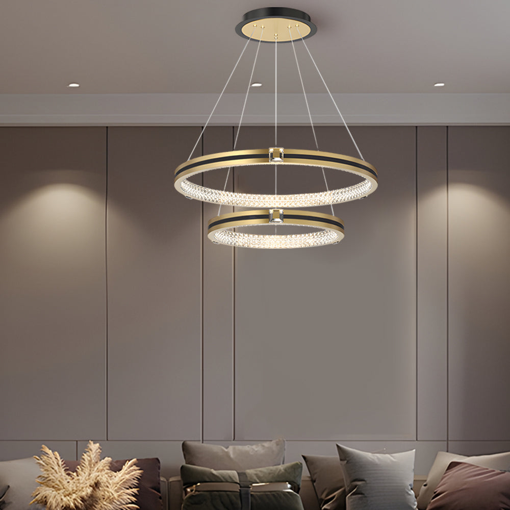 Circle Ring Dimmable Brushed Gold Modern Chandelier