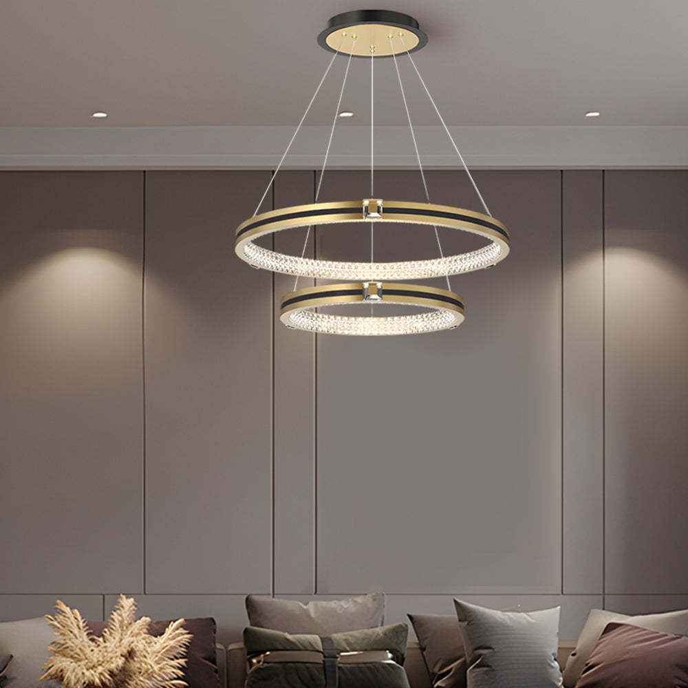 Circle Ring Dimmable Brushed Gold Modern Chandelier