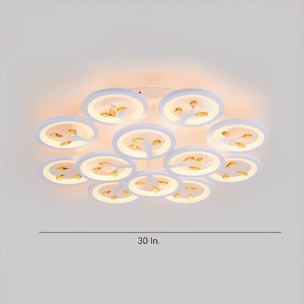 16-Light Flower Dimmable LED White Nordic Flush Mount Light