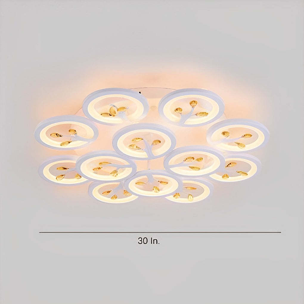 16-Light Flower Dimmable LED White Nordic Flush Mount Light