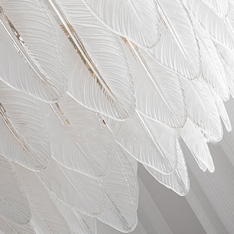 Glass Leaves Feathers Luxury Three Step Dimming French Style Wall Lamp-Lighom