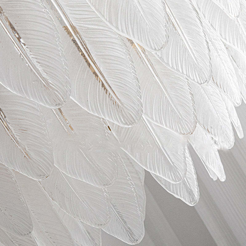 Glass Leaves Feathers Luxury Three Step Dimming French Style Wall Lamp-Lighom