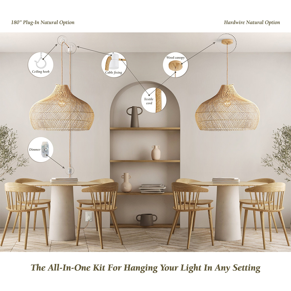 Modern Rattan Handwoven Island Pendant Light