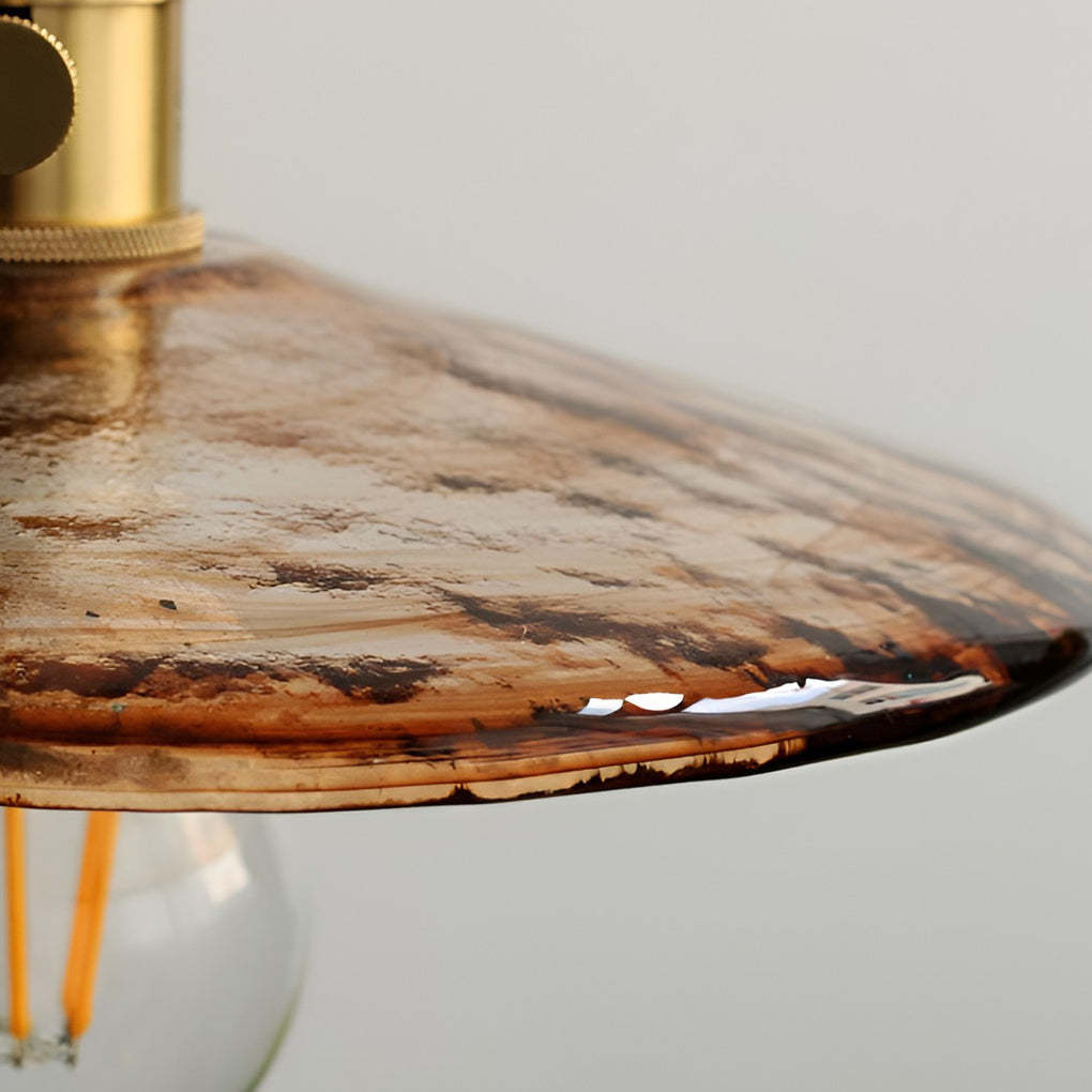 Circular Brown Glass LED Retro Island Pendant