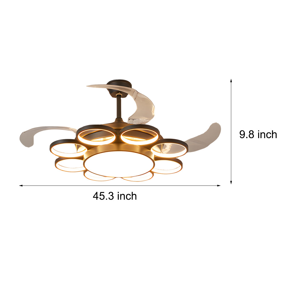 Invisible Silent Ceiling Fan Ring Remote LED Chandelier-Lighom