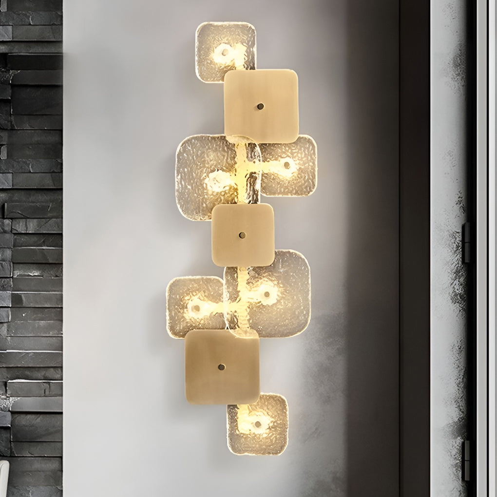 Creative Rounded Square Glass Copper LED Modern Wall Sconce Lighting-Lighom