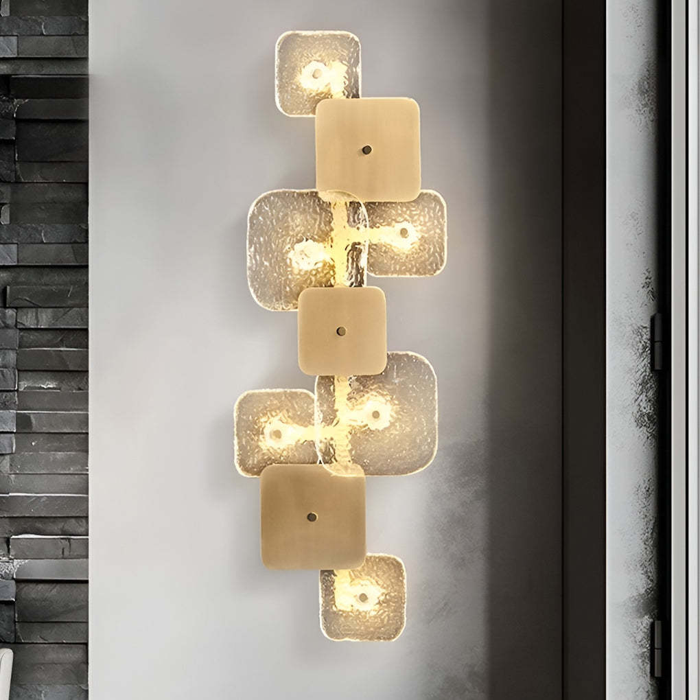 Creative Rounded Square Glass Copper LED Modern Wall Sconce Lighting-Lighom