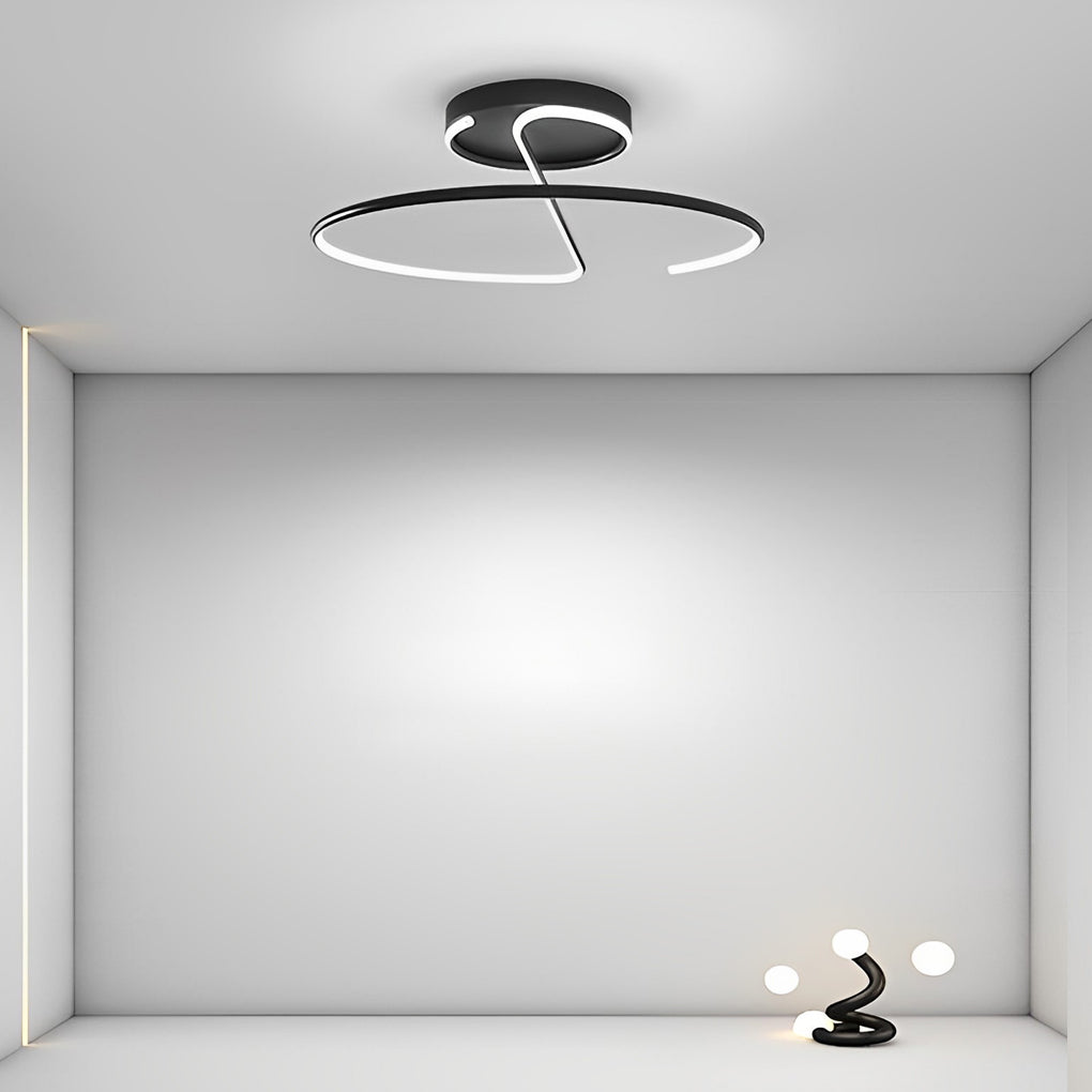 16" Wire Circular Modern LED Semi-Flush Mount Ceiling Light