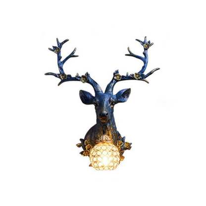 Retro Deer Head Resin Sconce