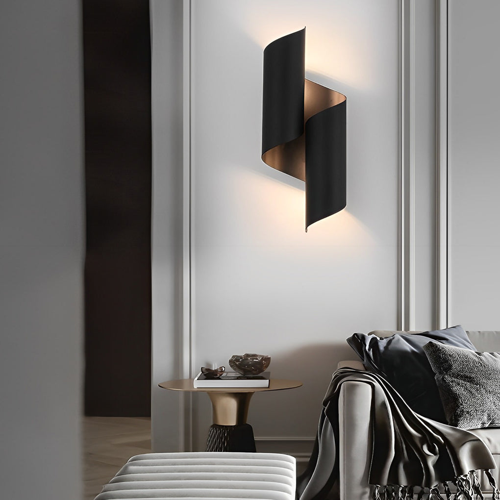Modern 2-pack symmetrical metal wall sconces — Matte Black