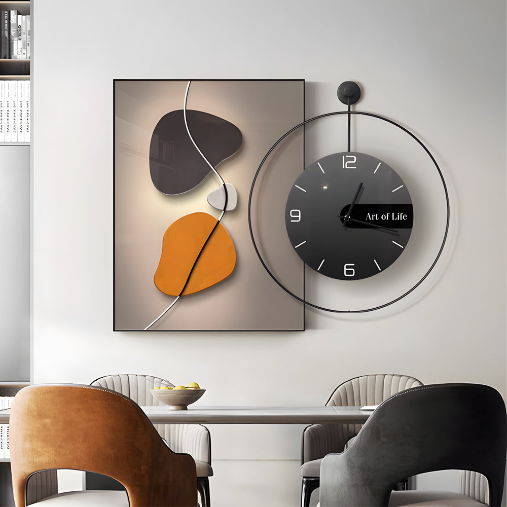 Geometric Silent Wall Clock Canvas Painting Wall Art Decor-Lighom
