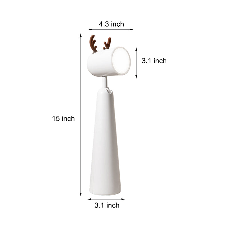 Antlers USB Rechargeable White Desk Lamp with Night Light Feature-Lighom