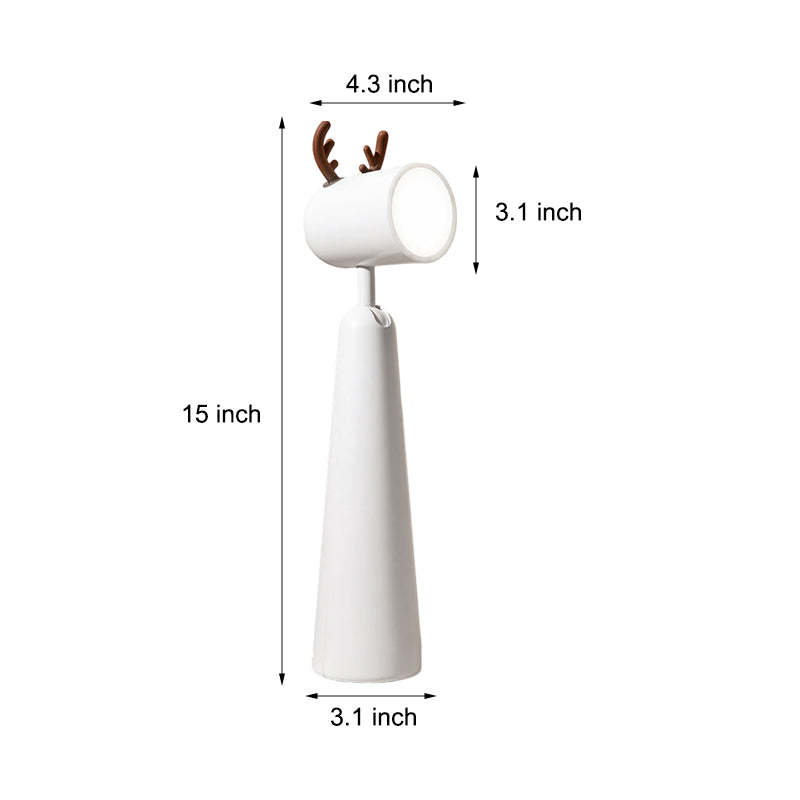 Antlers USB Rechargeable White Desk Lamp with Night Light Feature-Lighom