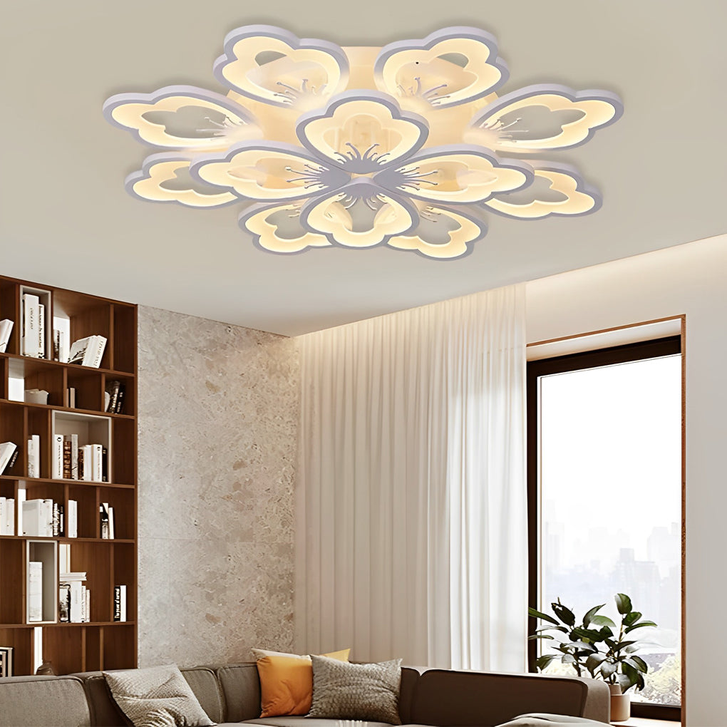 Flower Dimmable LED White Nordic Chandelier Flush Mount