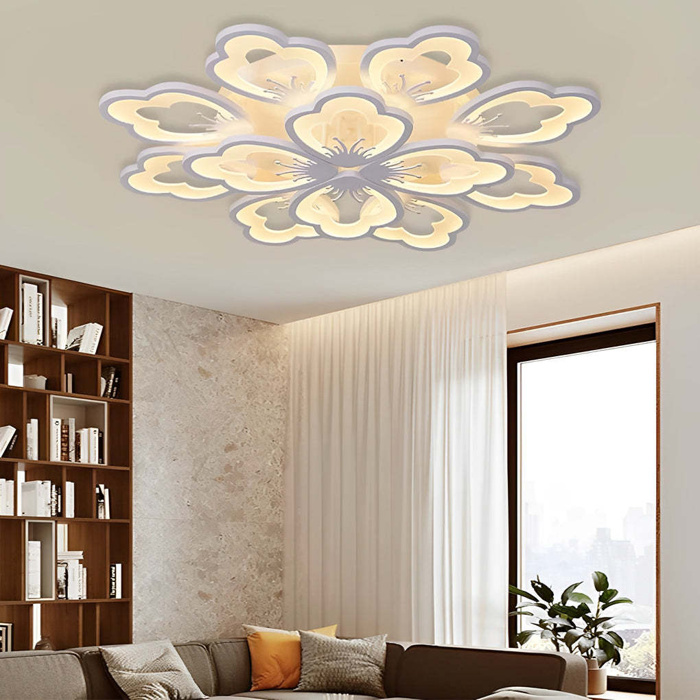 Flower Dimmable LED White Nordic Chandelier Flush Mount