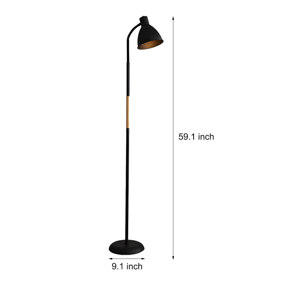 59" Wood Metal Arc LED Task Floor Lamp