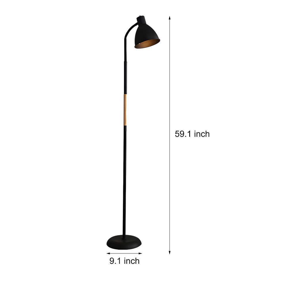 59" Wood Metal Arc LED Task Floor Lamp
