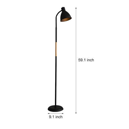 59" Wood Metal Arc LED Task Floor Lamp