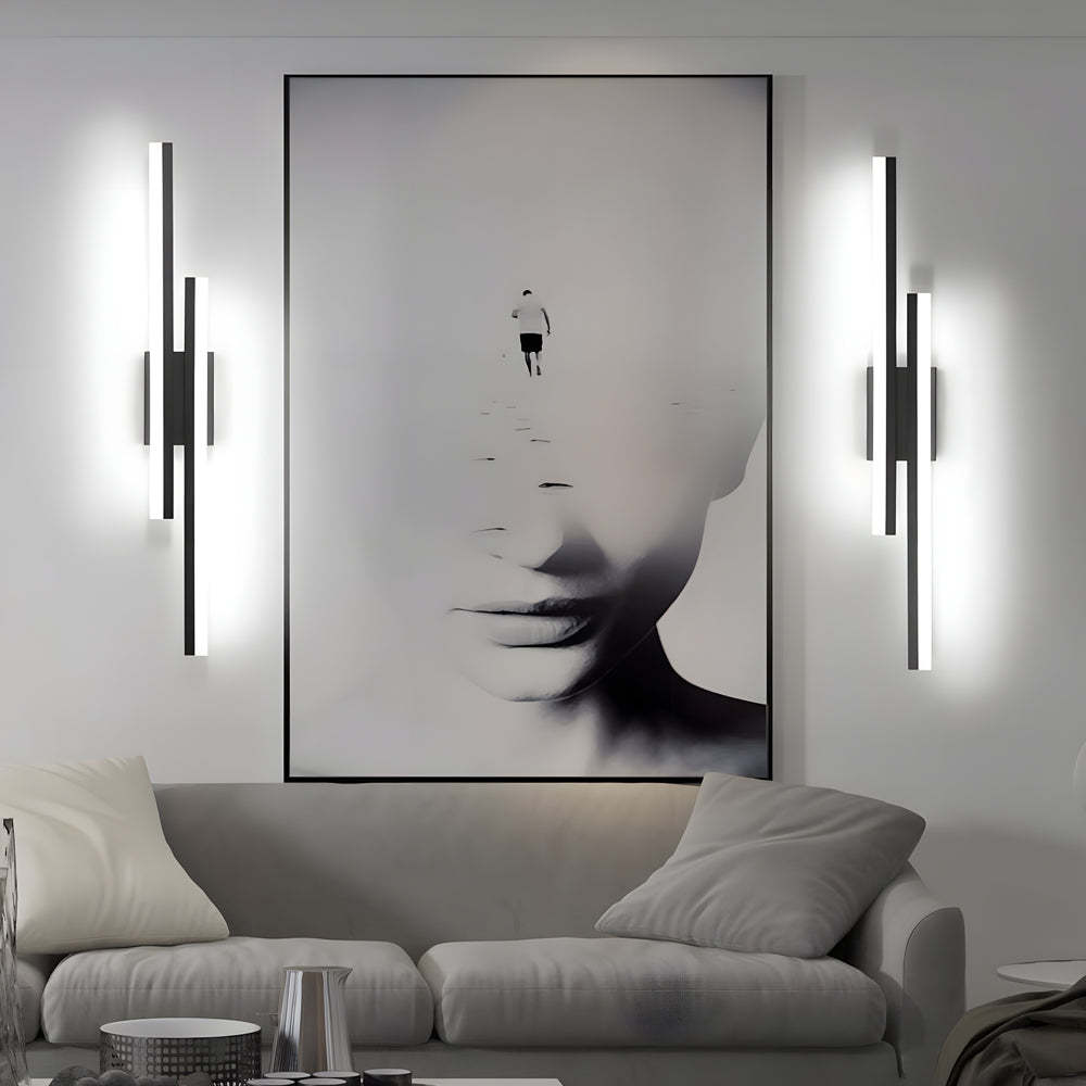 Modern 2-Light Linear LED Wall Lamp with 3-Step Dimming - Black/Gold Wall Sconce-Lighom