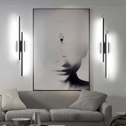 Modern 2-Light Linear LED Wall Lamp with 3-Step Dimming - Black/Gold Wall Sconce-Lighom