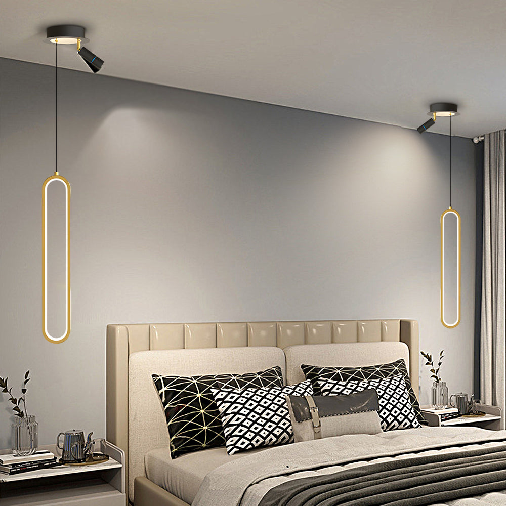 Oval Aluminum LED Dimmable Modern Pendant with Spotlights