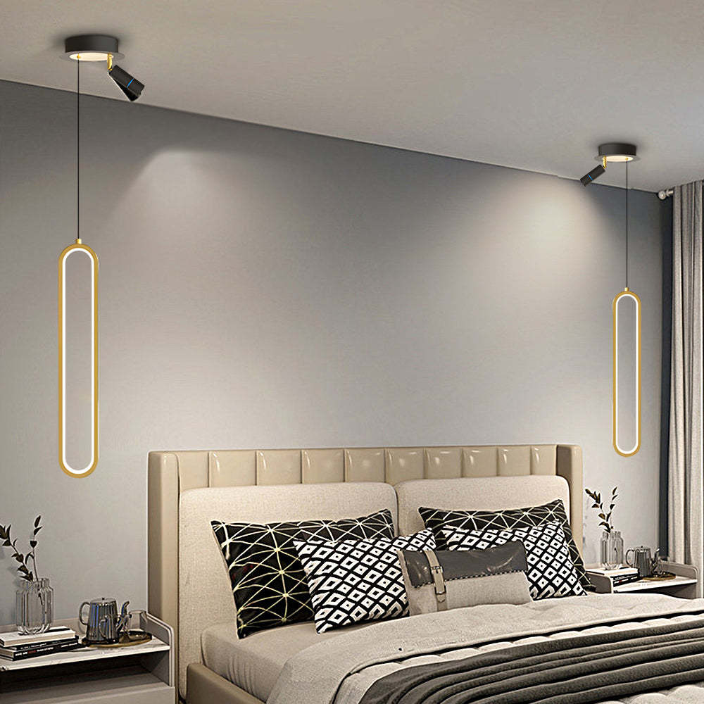 Oval Aluminum LED Dimmable Modern Pendant with Spotlights